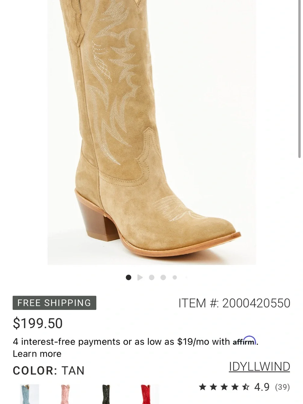 Idyllwind Tan Suede Western Boot